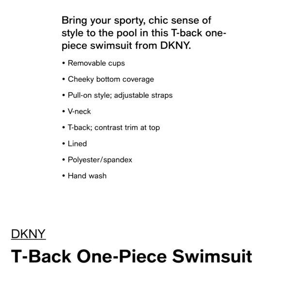 DKNY Womens Size XXL Black White Trim T-Back V-neck One-Piece Swimsuit NWT - Picture 3 of 5